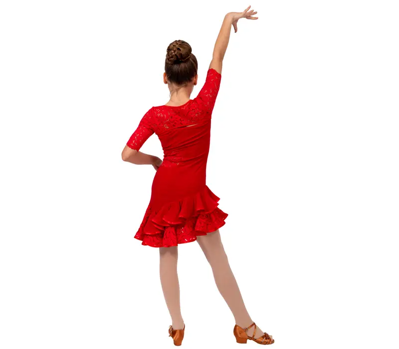 Latin dance dress Basic for girls - Red