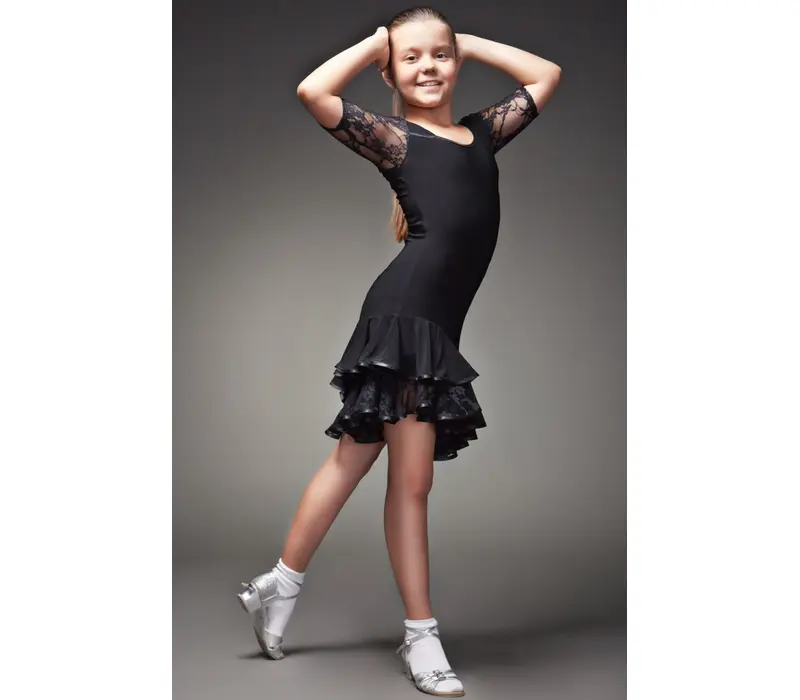 Latin dance dress Basic for girls - Black