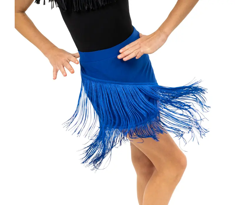 FSD Basic Fringe, Girls Latin Dance Skirt - Royal blue