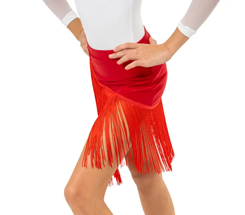 FSD Basic Fringe, Girls Latin Dance Skirt - Red
