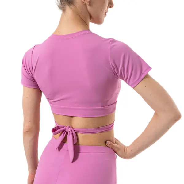 Benita, women's short-sleeve top with tie detail