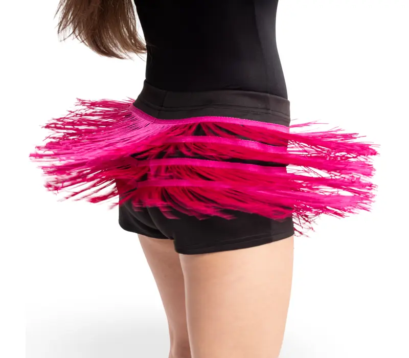FSD Natty, Shorts for Girls with Colourful Tassels - Black/crimson