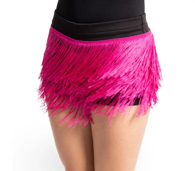 FSD Natty, Shorts for Girls with Colourful Tassels - Black/crimson