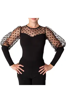 FSD 563 Claudia, Ladies' Leotard with Polka Dot Sleeves