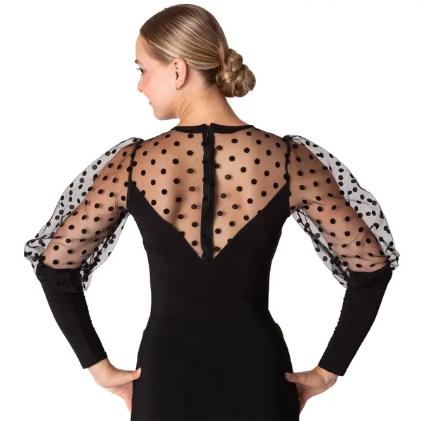 Claudia, Leotard with Sheer Polka Dot Sleeves for Ladies