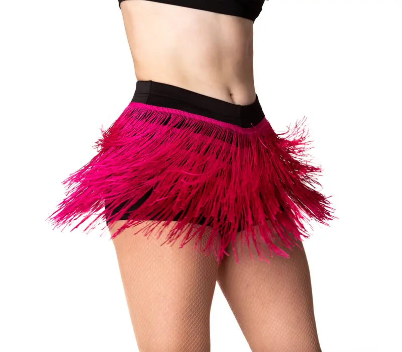 Natty, Shorts for Ladies with Colourful Tassels - Black/crimson