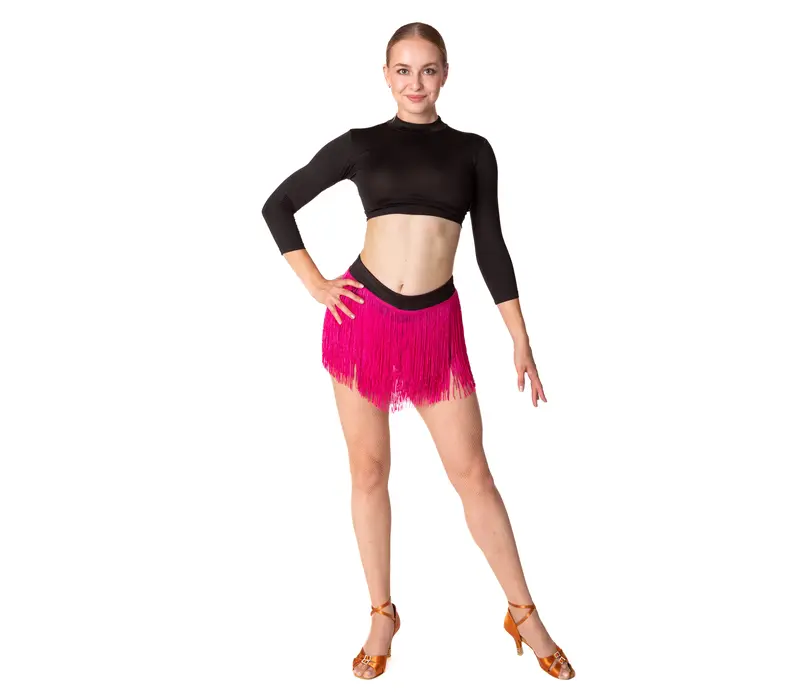 Natty, Shorts for Ladies with Colourful Tassels - Black/crimson