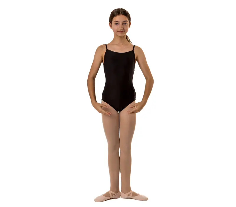 Bria, Leotard with thin straps for girls - Black