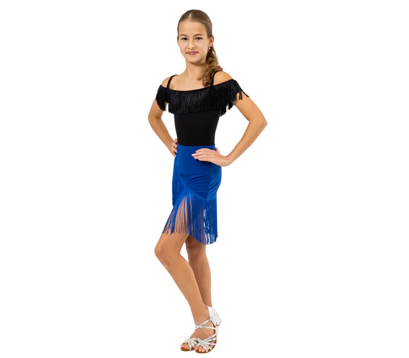 FSD Basic Fringe, Girls Latin Dance Skirt - Royal blue
