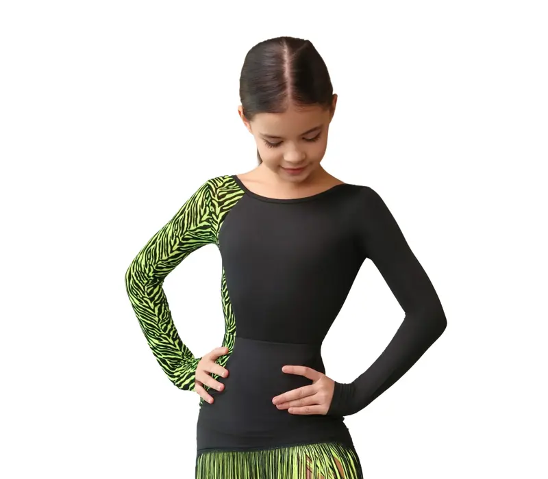 Grand Prix Dolly, girls' long-sleeved bodysuit - black/tropic lime GP