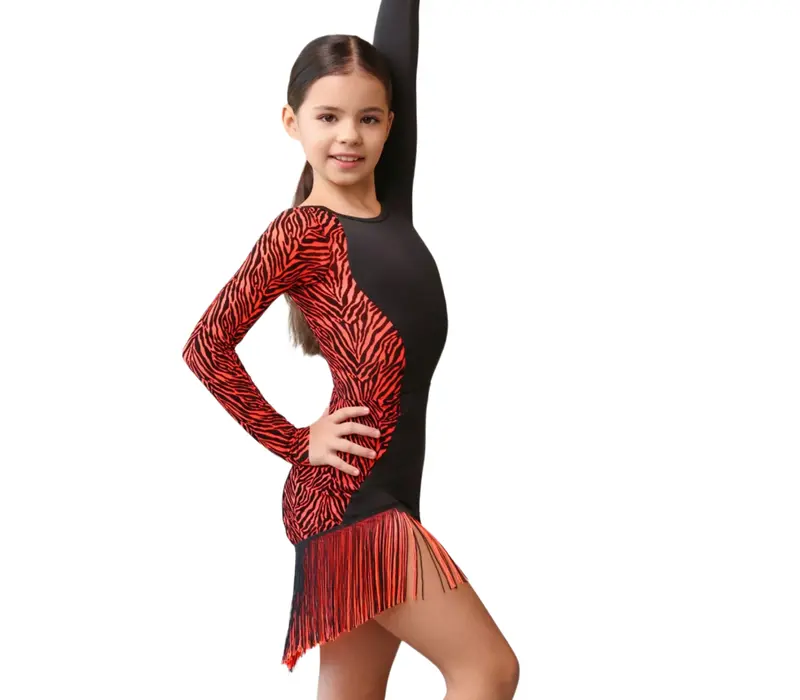 Grand Prix Dolly, girls' long-sleeved bodysuit - black/coral GP