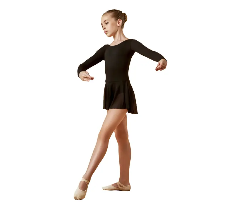 Domenica, Long Sleeve Leotard with Skirt - Black Domenica, Long Sleeve Leotard with Skirt - Black