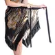 Emrata mesh, asymmetrical tasseled skirt