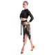 Emrata mesh, asymmetrical tasseled skirt