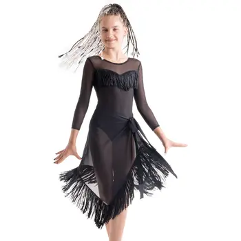 Grand Prix Emrata mesh, asymmetrical tasselled skirt for girls