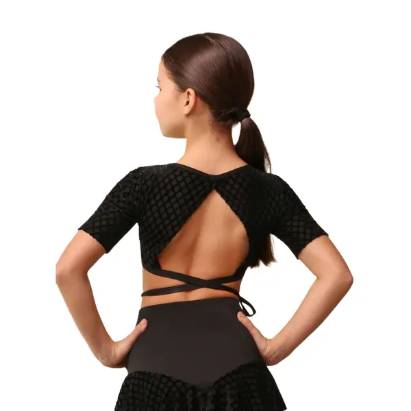 Grand Prix Iona Mini Noir, girls' wrap top Grand Prix Iona Mini Noir, girls' wrap top