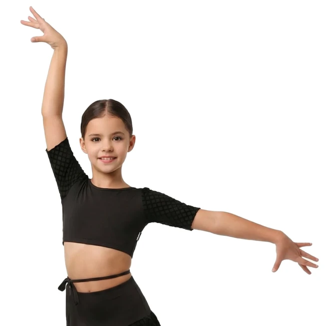 Grand Prix Iona Mini Noir, girls' wrap top Grand Prix Iona Mini Noir, girls' wrap top