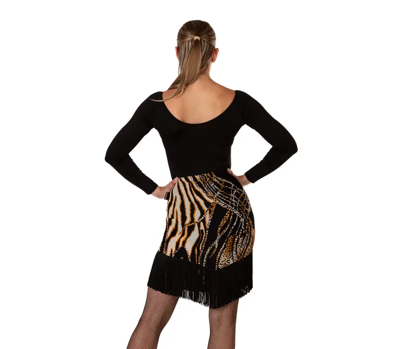 Kaia mesh, mesh skirt with tassels - Leopard GP