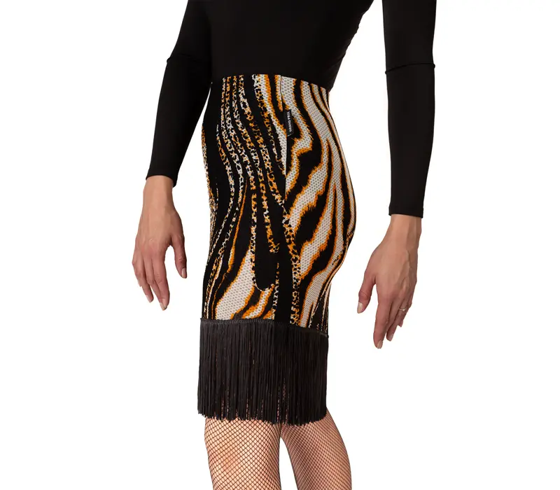 Kaia mesh, mesh skirt with tassels - Leopard GP