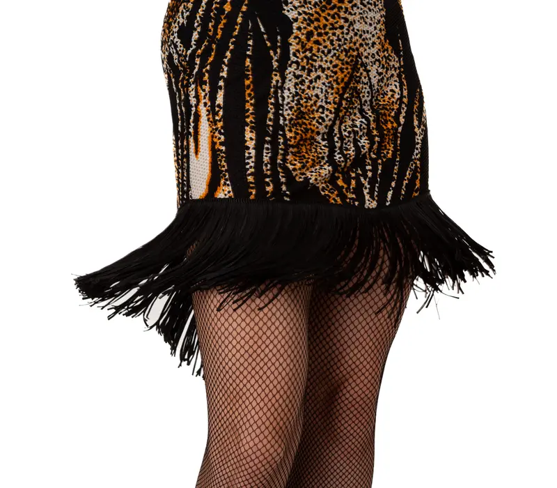 Kaia mesh, mesh skirt with tassels - Leopard GP