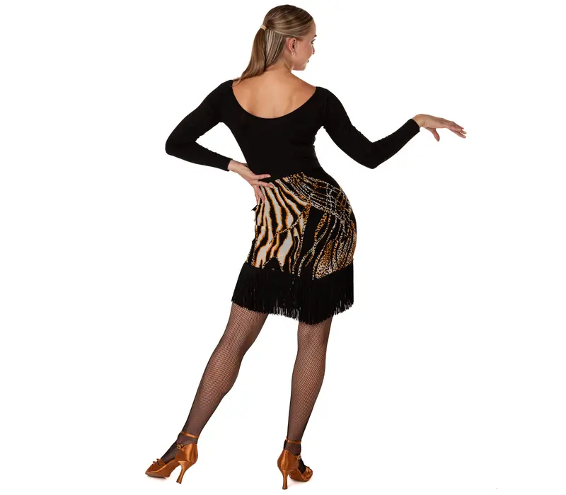 Kaia mesh, mesh skirt with tassels - Leopard GP