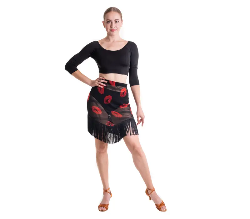 Kaia mesh, mesh skirt with tassels - Lips