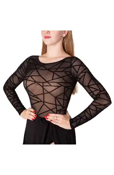 Karla line, women's latin bodysuit with long sleeve