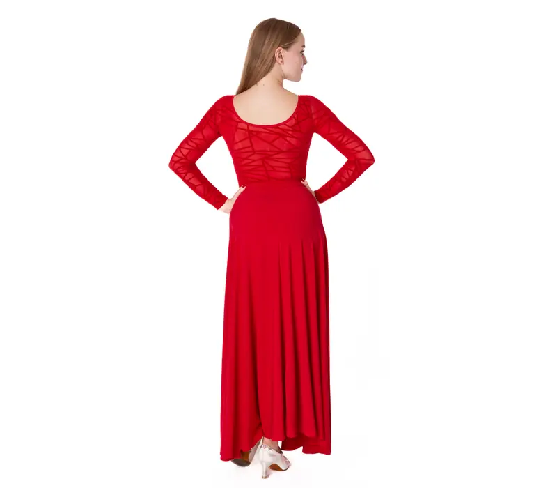 Karla line, women's latin bodysuit with long sleeve - Red