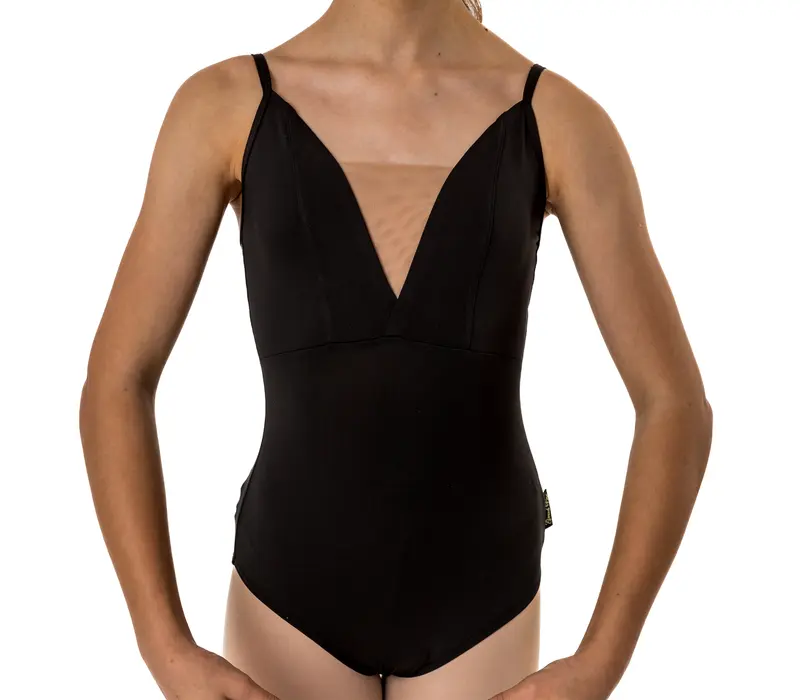 Brielle, girls leotard with thin straps - Black