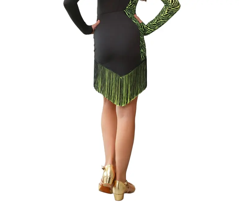 Grand Prix Lila, girls' latin skirt - black/tropic lime GP