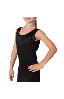 Pomp, girl's a wide-straps leotard with fringes 