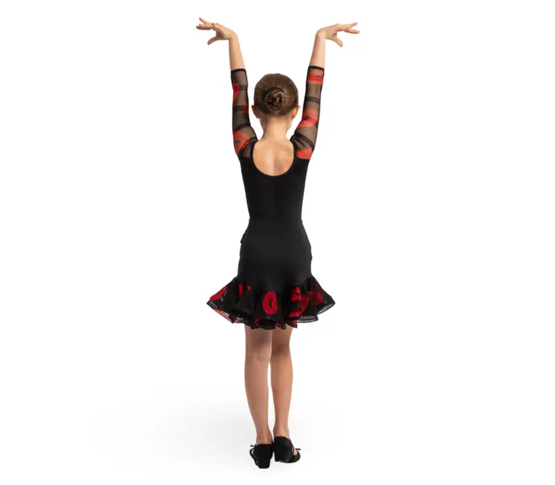 Ruby Lips, Skirt with Lips for Girls - Black/Red