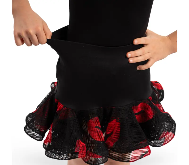 Ruby Lips, Skirt with Lips for Girls - Black/Red