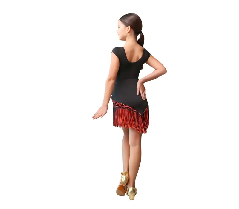 Grand Prix Rumi, girls' Latin skirt - black/coral GP