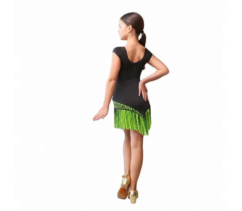 Grand Prix Rumi, girls' Latin skirt - black/tropic lime GP