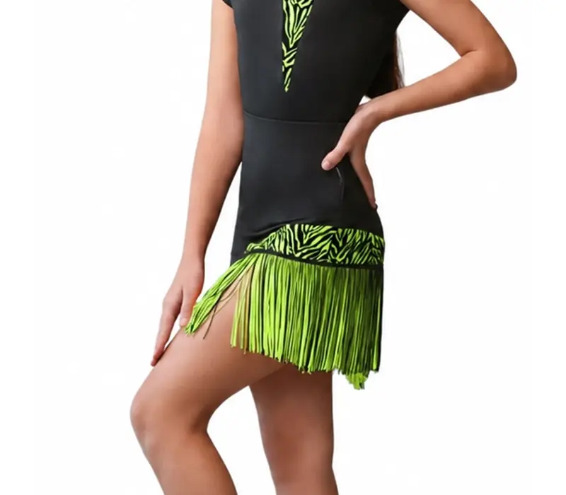Grand Prix Rumi, girls' Latin skirt - black/tropic lime GP
