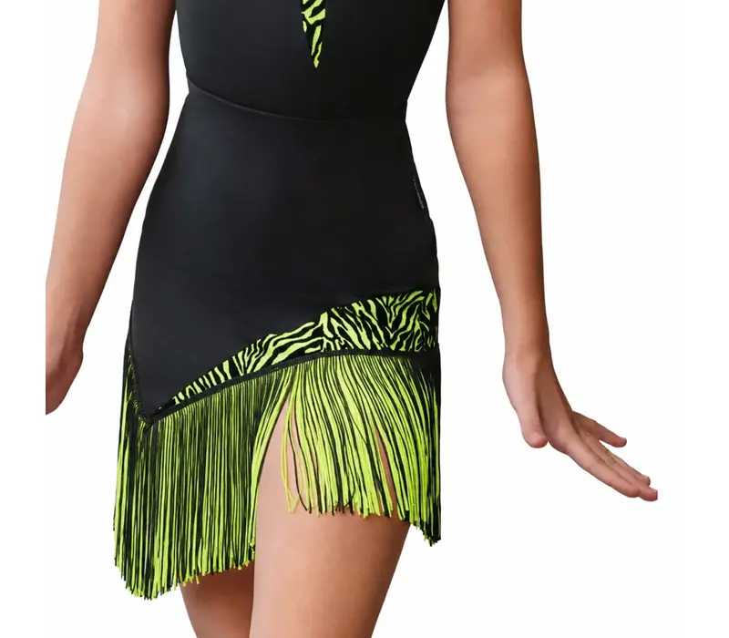 Grand Prix Rumi, girls' Latin skirt - black/tropic lime GP