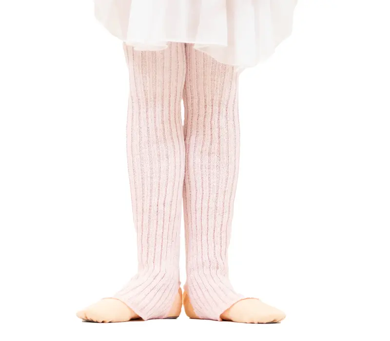 Intermezzo Prelux, Knitted Leg Warmers with Silver Thread - Pink