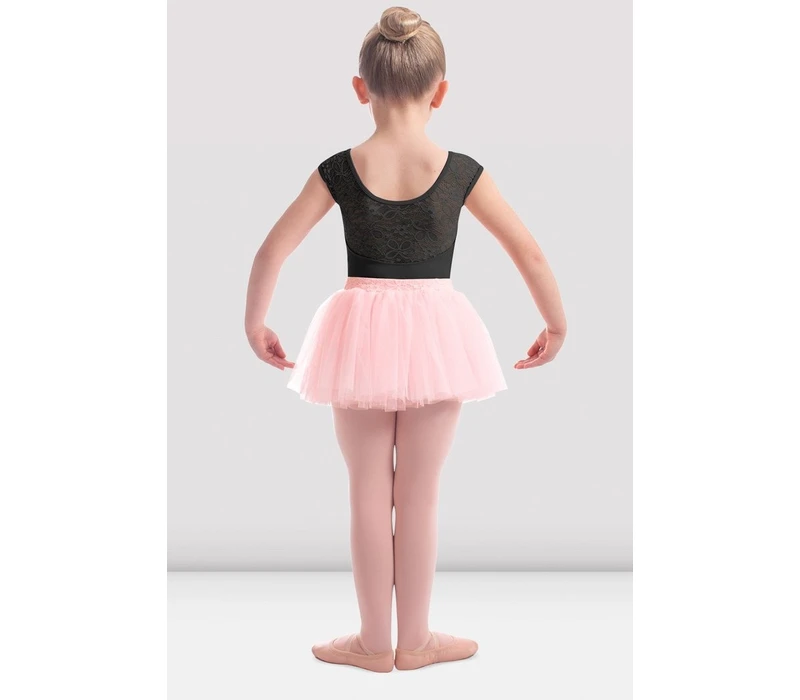 Mirella M411C Soft mesh cap sleeve leotard - Black