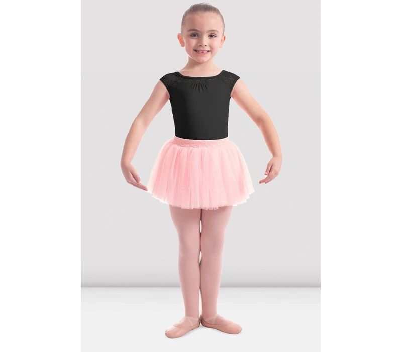 Mirella M411C Soft mesh cap sleeve leotard - Black