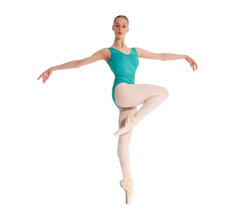 Mirella Miami v neck low back, women's wide straps leotard - Green Jade Bloch