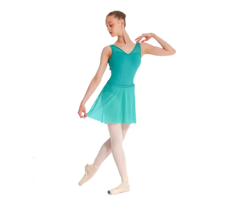 Mirella Miami v neck low back, women's wide straps leotard - Green Jade Bloch
