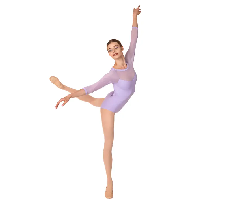 So Danca Elise, leotard with 3/4 netting sleeve - Lavender