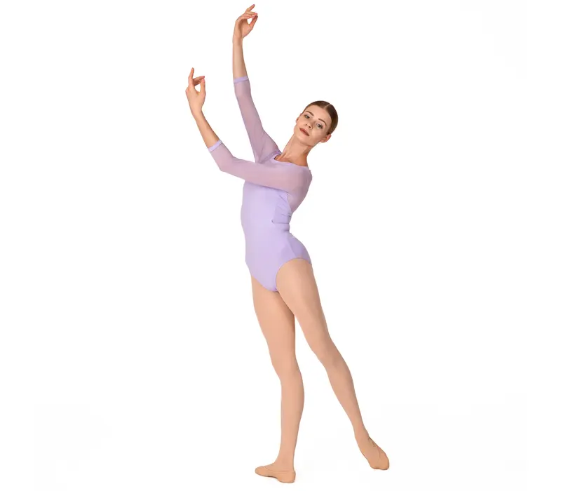 So Danca Elise, leotard with 3/4 netting sleeve - Lavender