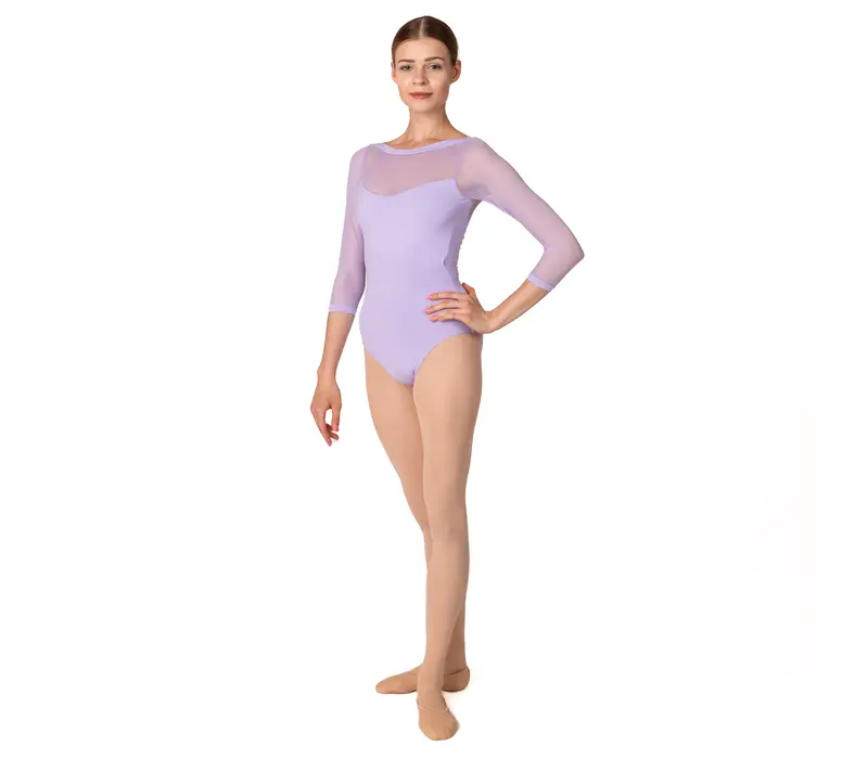 So Danca Elise, leotard with 3/4 netting sleeve - Lavender