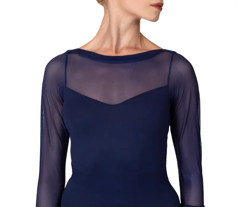 So Danca Elise, leotard with 3/4 netting sleeve - Navy