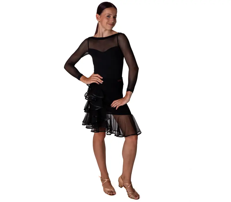 So Danca Elise ballroom, girl's leotard with three-quarter sleeve - Black