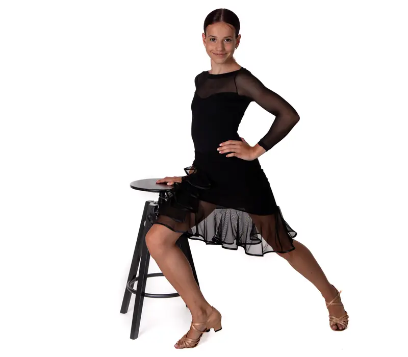 So Danca Elise ballroom, girl's leotard with three-quarter sleeve - Black