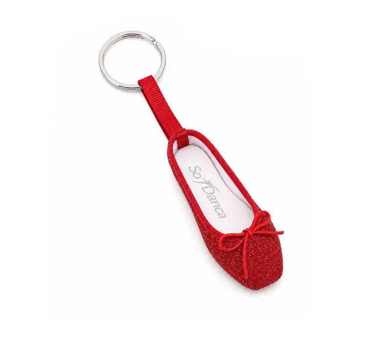 So Danca keychain, sparkling ballet pointe shoe - Red