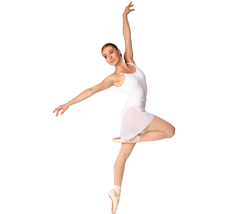 So Danca Studio Line, dress leotard with spaghetti straps and V-neckline - White